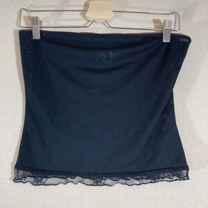 Princess Polly Top Sz 8 Black Strapless Semi Sheer Lace Hem Sexy Festival‎